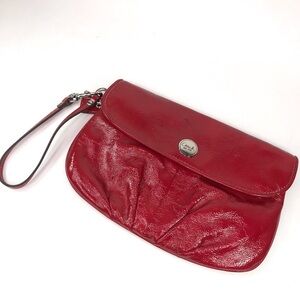 Coach 1941 Red Cherry Patent Vinyl Leather Wristlet Purse Clutch